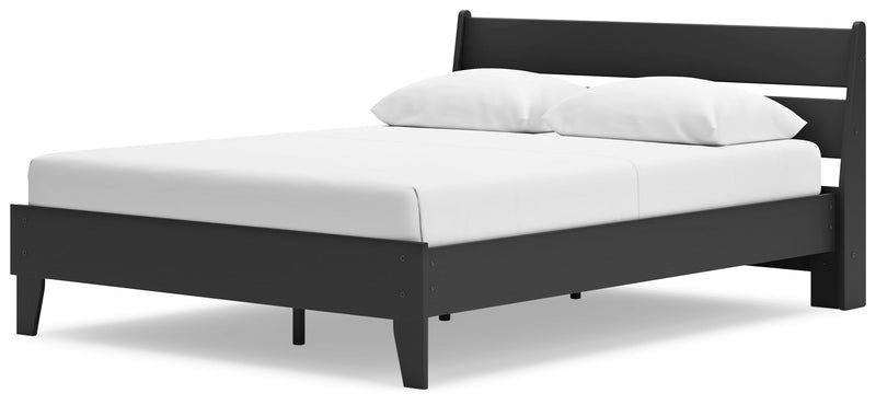 Socalle Queen Panel Platform Bed with Dresser in Black - PKG018876