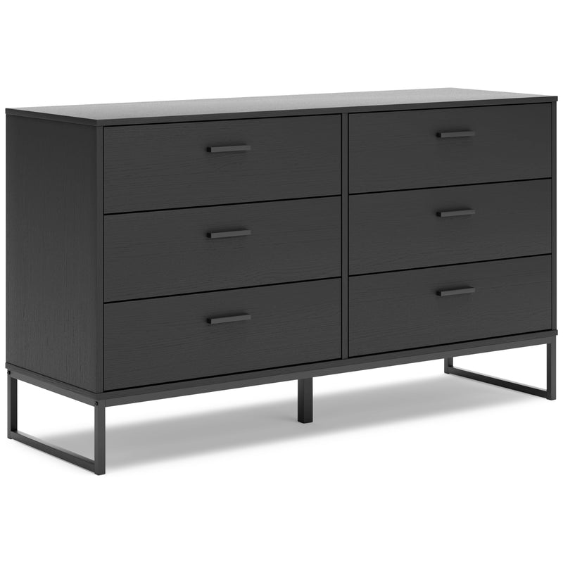 Socalle Twin Panel Platform Bed with Dresser and Nightstand in Black - PKG018869