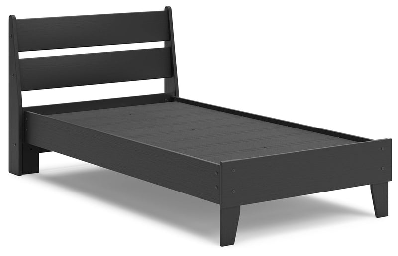Socalle Twin Panel Platform Bed with Dresser, Chest and Nightstand in Black - PKG018871
