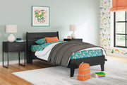 Socalle Twin Panel Platform Bed with Nightstand in Black - PKG018969