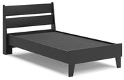Socalle Twin Panel Platform Bed with Nightstand in Black - PKG018969