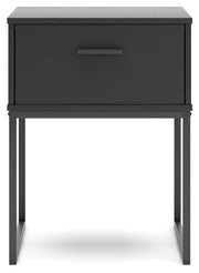 Socalle Twin Panel Platform Bed with Nightstand in Black - PKG018969