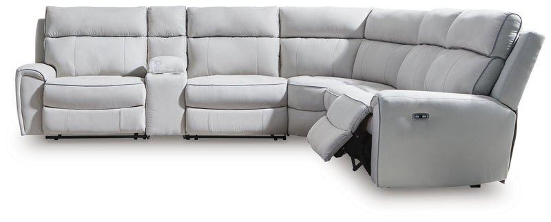 Social Pointe Pearl/Ash 6-Piece Reclining Sectional with Storage Console - PC98802S36