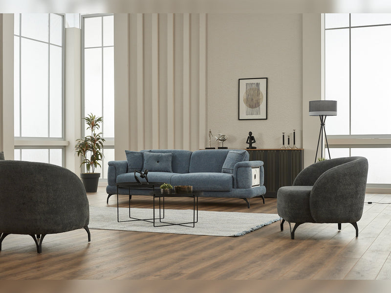 Sofy  3-pieces (Sofa & Loveseat & Chair) Livingroom in Anthracite - 200-SIM-SOF-ERATO16-321