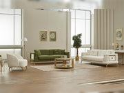 Sofy  3-pieces (Sofa & Loveseat & Chair) Livingroom in Cream - Green - 200-SIM-SOF-ERATO01-ERATO11-321
