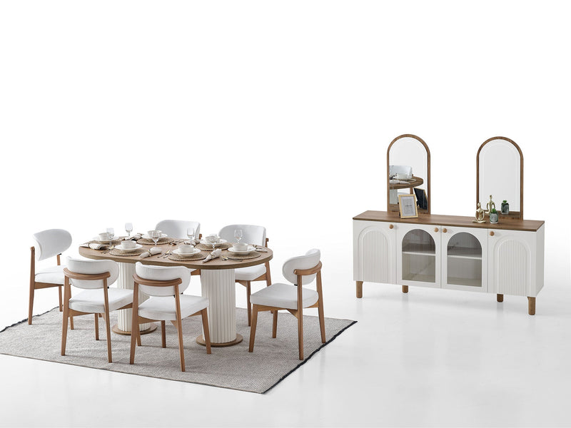 Sofya Diningroom (Consol With Mirror & Dining Table & 6 Dining Chair) - 200-ALT-SOF-DT-6-SET