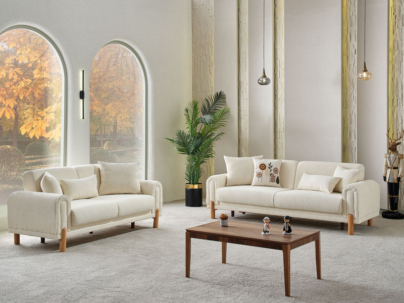 Soho 3-pieces (Sofa & Loveseat & Chair) Livingroom Set Cream in Cream - 101-SOH-IST03-321