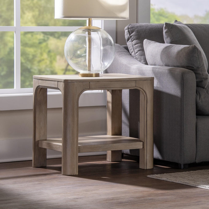 Solano Square Wood Side End Table with Shelf Weathered Mango - 723487