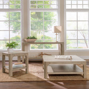 Solano Square Wood Side End Table with Shelf Weathered Mango - 723487