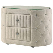 Sonya 2-drawer Upholstered Nightstand Bedside Table Ivory - 360112