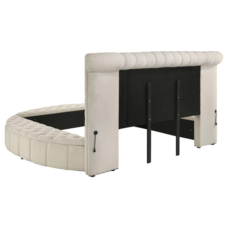 Sonya 4-piece Upholstered Eastern King Bedroom Set Ivory - 360111KE-S4