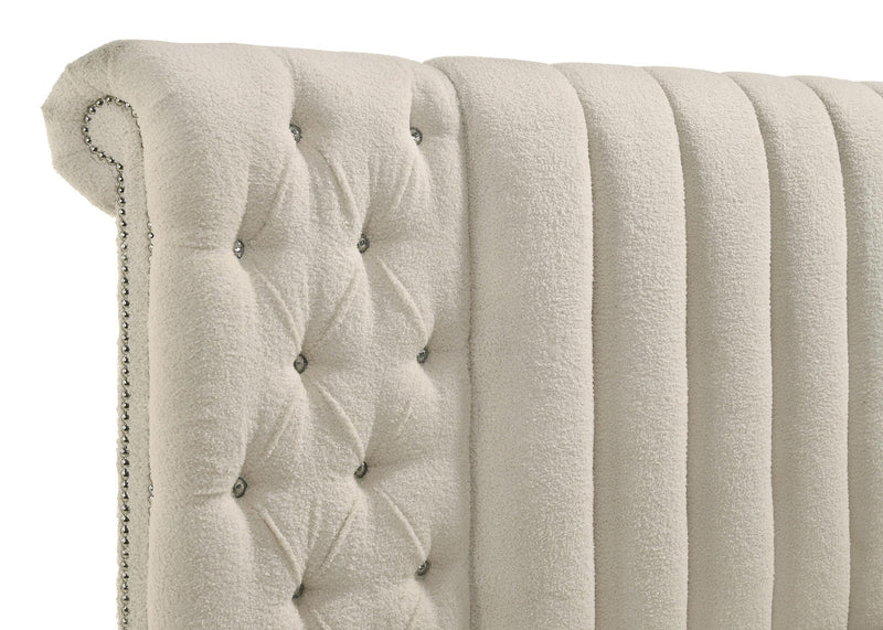 Sonya 4-piece Upholstered Eastern King Bedroom Set Ivory - 360111KE-S4