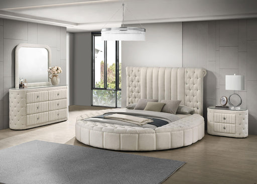 Sonya 4-piece Upholstered Queen Bedroom Set Ivory - 360111Q-S4