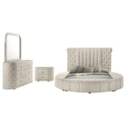 Sonya 4-piece Upholstered Queen Bedroom Set Ivory - 360111Q-S4
