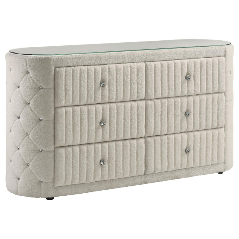 Sonya 5-piece Upholstered Queen Bedroom Set Ivory - 360111Q-S5
