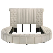 Sonya Upholstered Queen Round Storage Bed Ivory - 360111Q