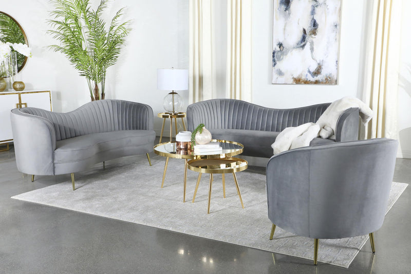 Sophia Upholstered Channel Tufted Loveseat Grey - 506865