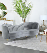 Sophia Upholstered Channel Tufted Loveseat Grey - 506865