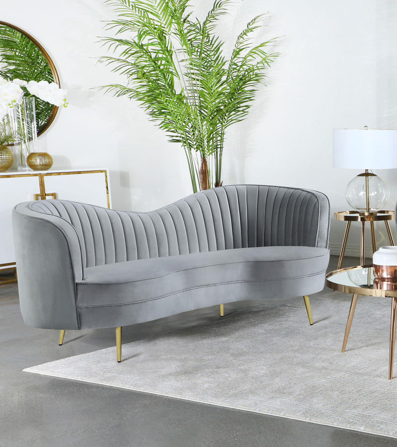 Sophia Upholstered Channel Tufted Loveseat Grey - 506865