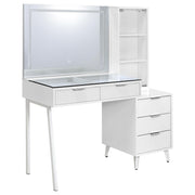 Souza 5-Drawer Makeup Vanity Table With LED Mirror White High Gloss - 930282
