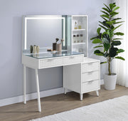 Souza 5-Drawer Makeup Vanity Table With LED Mirror White High Gloss - 930282