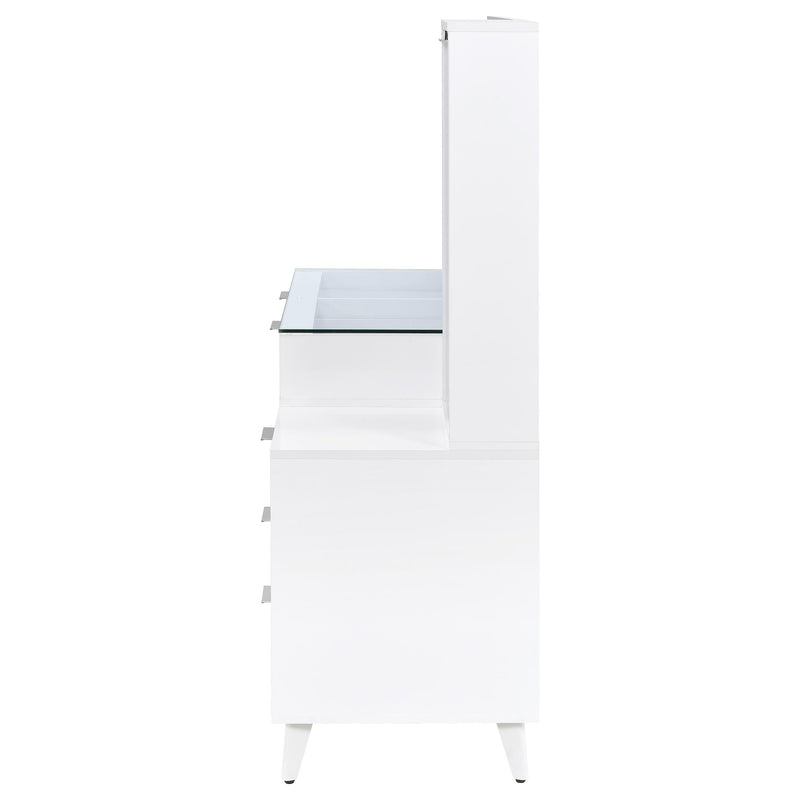 Souza 5-Drawer Makeup Vanity Table With LED Mirror White High Gloss - 930282