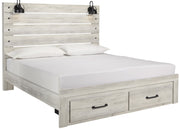 [SPECIAL] Cambeck Whitewash King Footboard Storage Bed - DMV Furniture