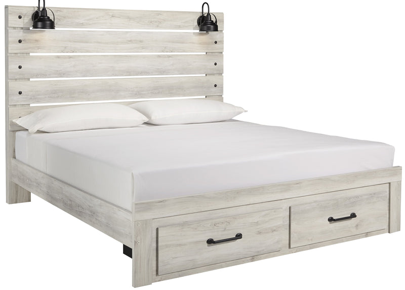 [SPECIAL] Cambeck Whitewash King Footboard Storage Bed - DMV Furniture