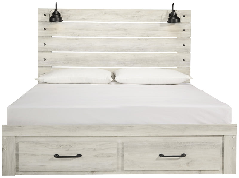 [SPECIAL] Cambeck Whitewash King Footboard Storage Bed - DMV Furniture