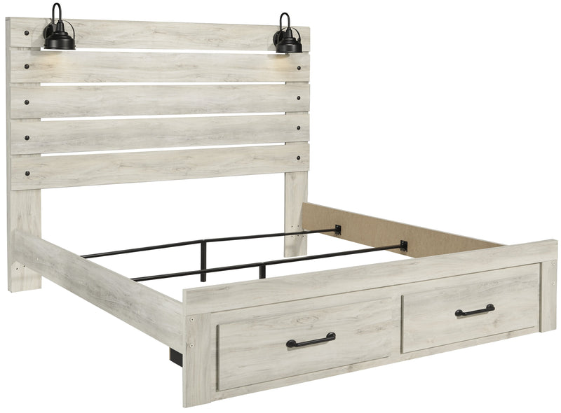 [SPECIAL] Cambeck Whitewash King Footboard Storage Bed - DMV Furniture