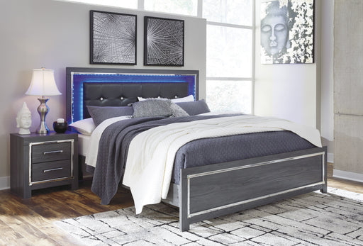 [SPECIAL] Lodanna Gray King LED Panel Bed - DMV Furniture