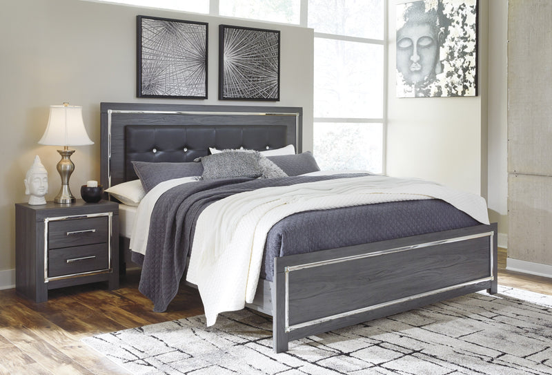 [SPECIAL] Lodanna Gray King LED Panel Bed - DMV Furniture