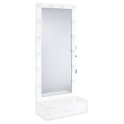 Spector 1-drawer Lighted Full-Length Floor Mirror White High Gloss - 960954