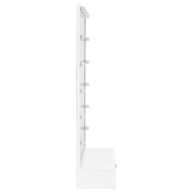 Spector 1-drawer Lighted Full-Length Floor Mirror White High Gloss - 960954