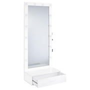 Spector 1-drawer Lighted Full-Length Floor Mirror White High Gloss - 960954