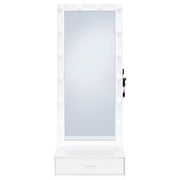 Spector 1-drawer Lighted Full-Length Floor Mirror White High Gloss - 960954