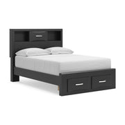 Stabotta Black Full Bookcase Storage Bed - PCB1755B2