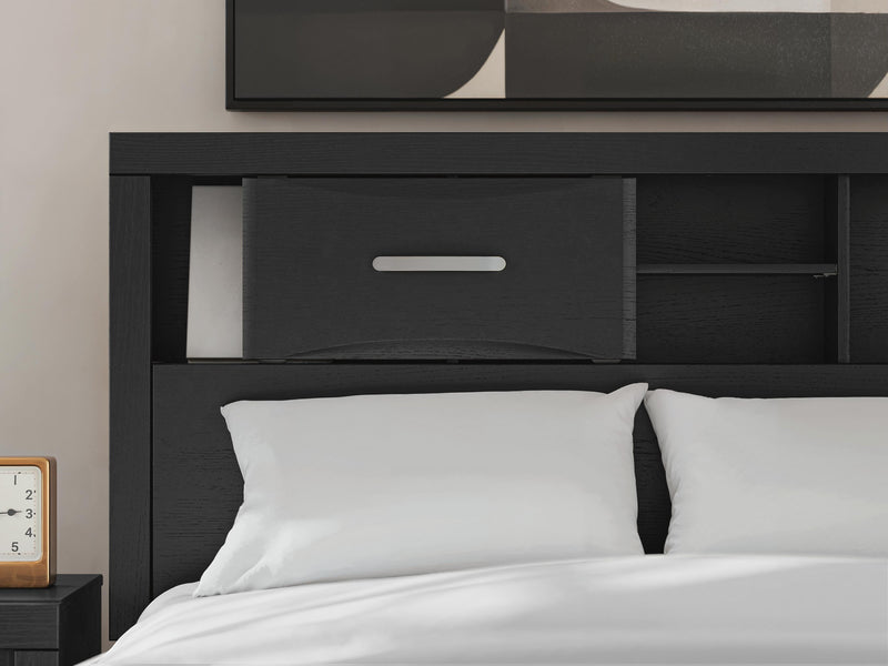 Stabotta Black Full Bookcase Storage Bed - PCB1755B2