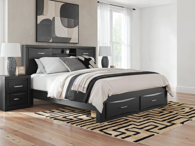 Stabotta Black King Bookcase Storage Bed - PCB1755B10