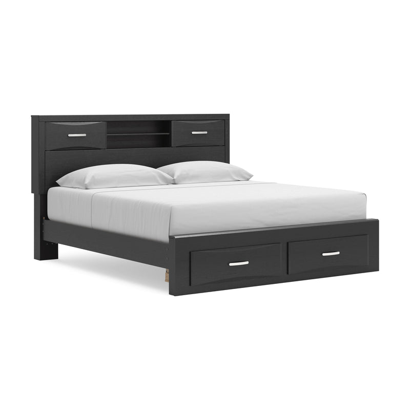 Stabotta Black King Bookcase Storage Bed - PCB1755B10