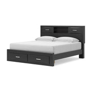 Stabotta Black King Bookcase Storage Bed - PCB1755B10