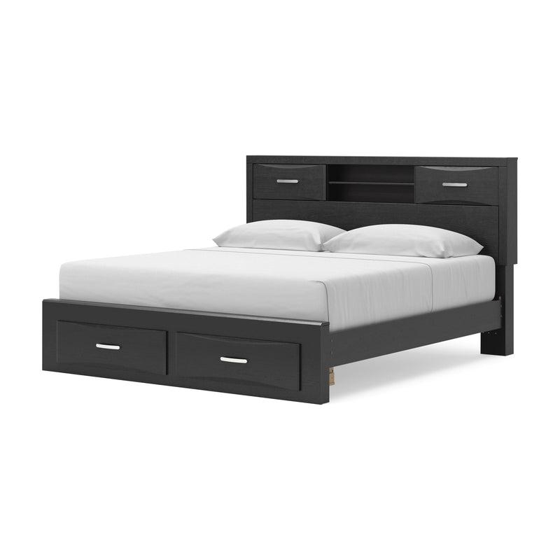 Stabotta Black King Bookcase Storage Bed - PCB1755B10