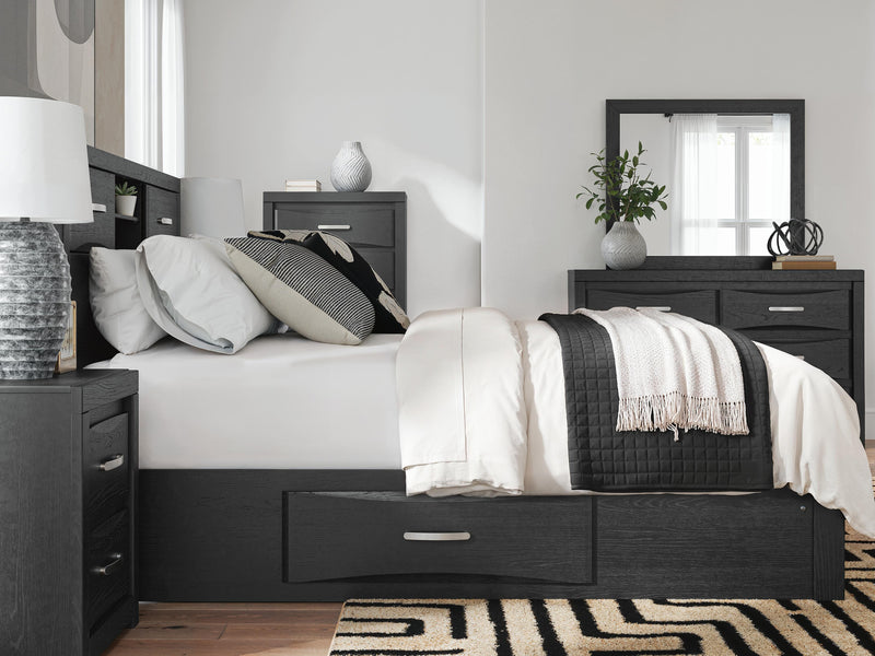 Stabotta Black Queen Bookcase Bed with Storage - PCB1755B7