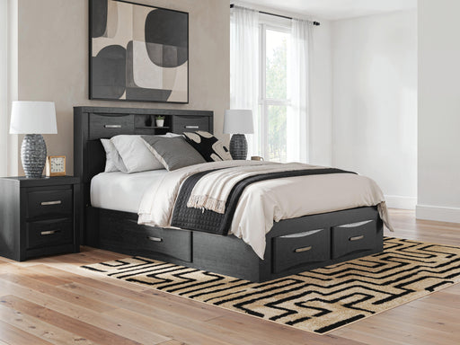 Stabotta Black Queen Bookcase Bed with Storage - PCB1755B7
