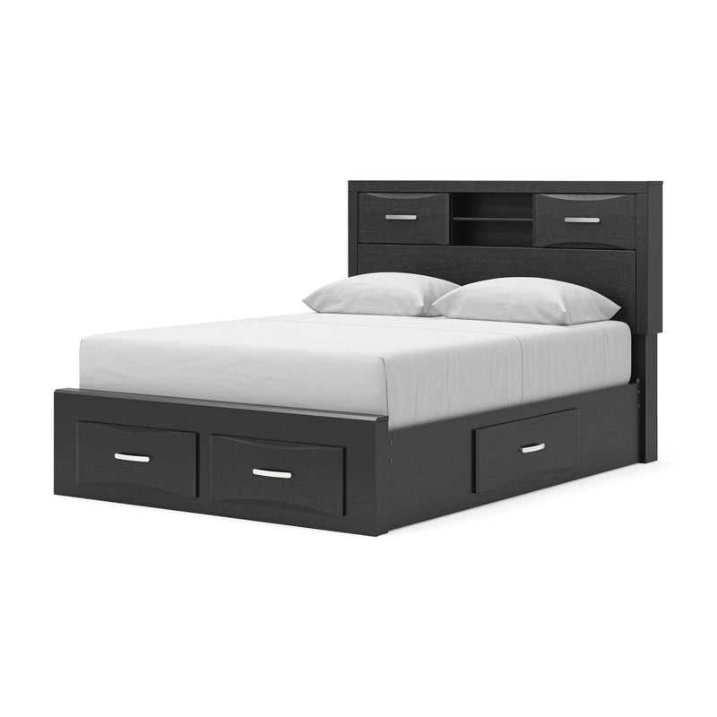 Stabotta Black Queen Bookcase Bed with Storage - PCB1755B7