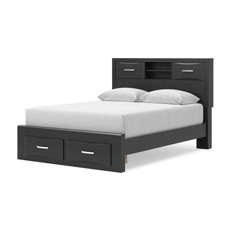 Stabotta Black Queen Bookcase Storage Bed - PCB1755B3