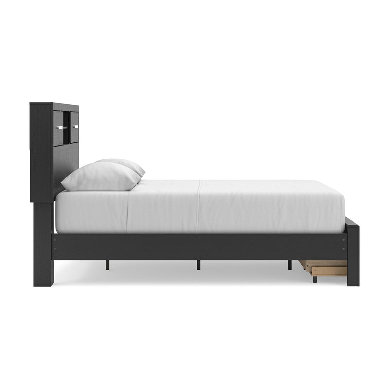 Stabotta Black Queen Bookcase Storage Bed - PCB1755B3