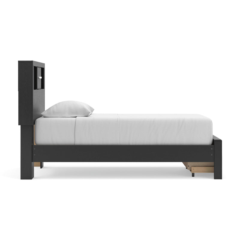 Stabotta Black Twin Bookcase Storage Bed - PCB1755B12