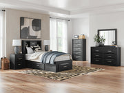 Stabotta Black Twin Bookcase Storage Bed - PCB1755B14