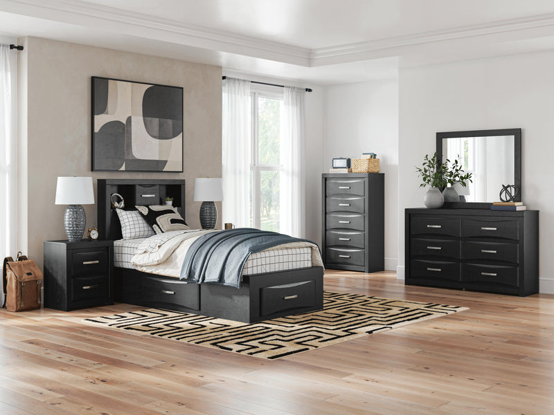 Stabotta Black Twin Bookcase Storage Bed - PCB1755B14